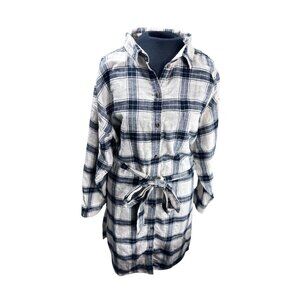 American Eagle Womens XL Plaid Flannel Button-Down Shirt Dress W/ Belt
